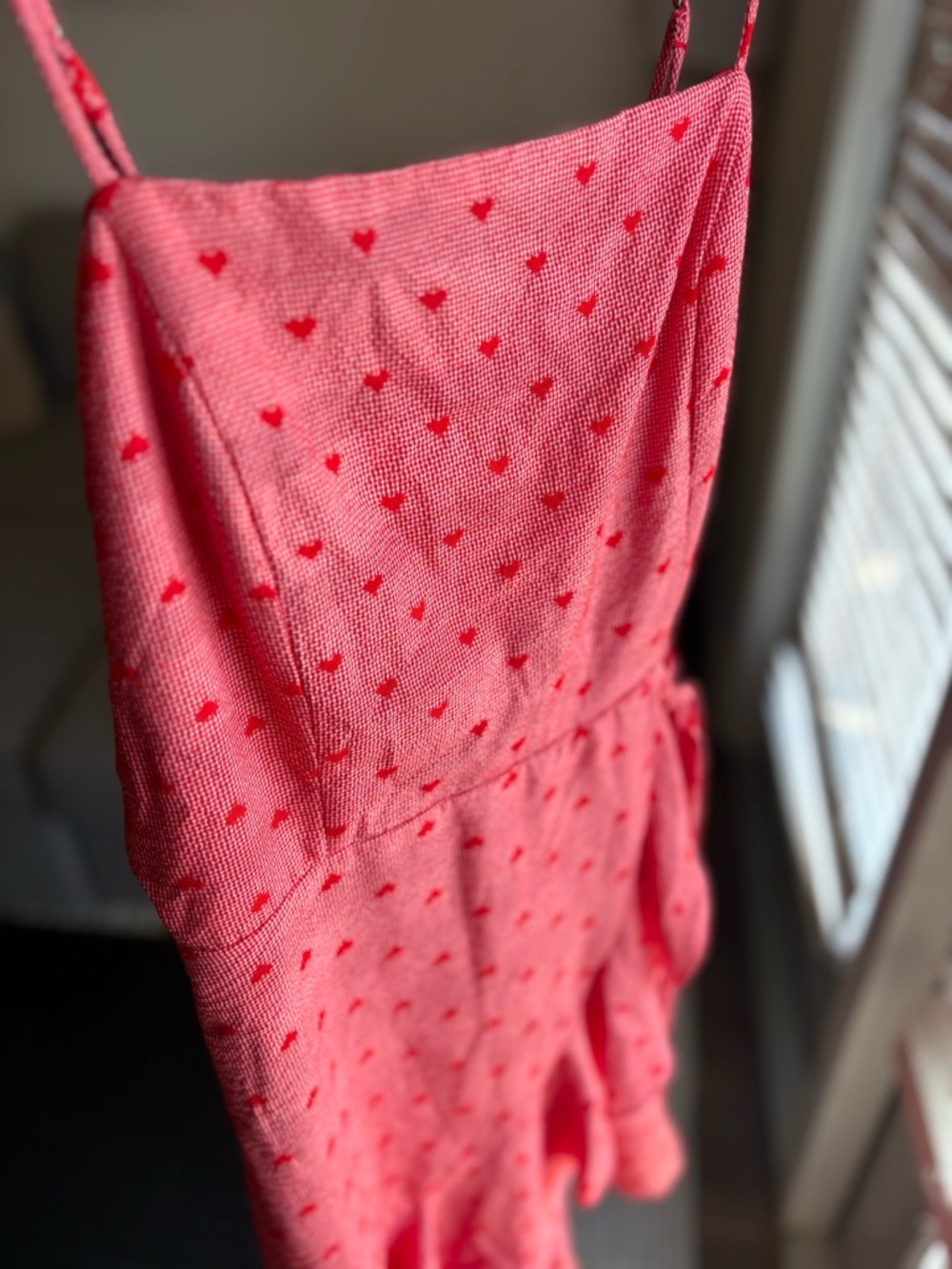 Altar'd State Red Hearts Gingham Mini Dress Coquette Soft Girl Women’s L - Picture 12 of 13